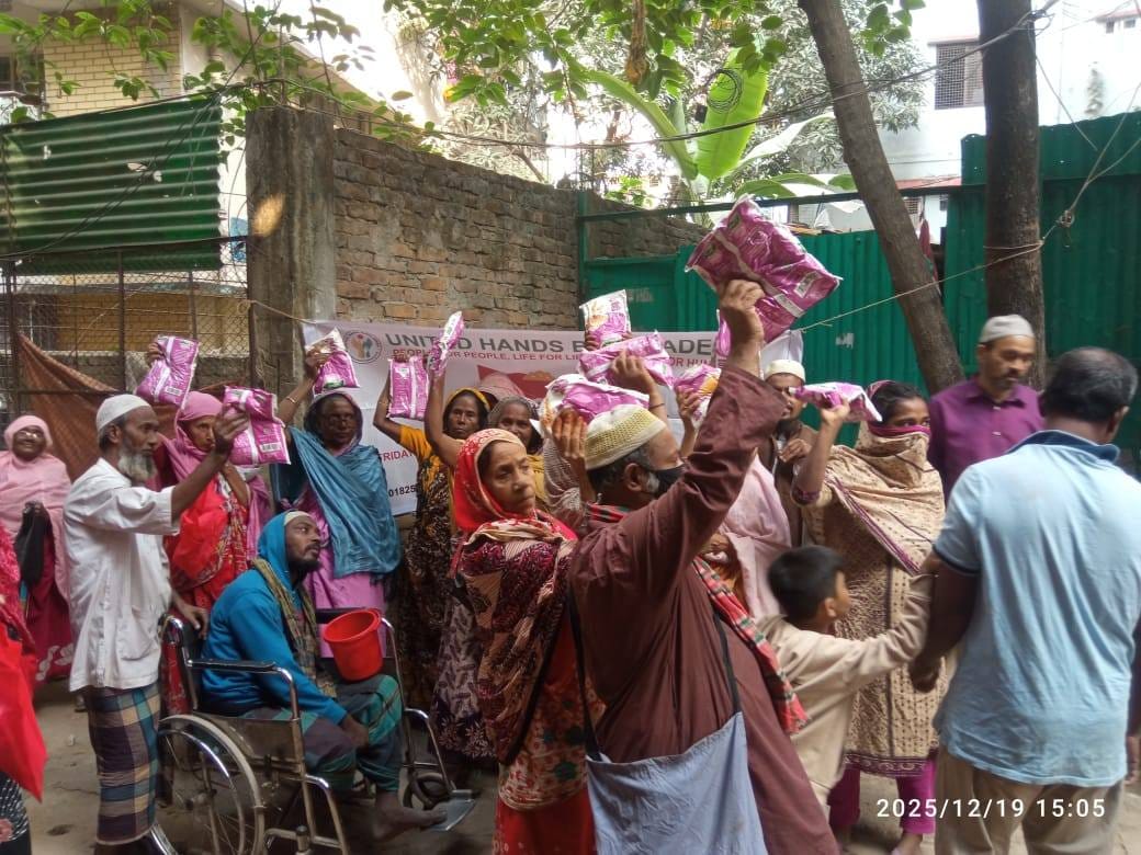 Joyful celebration - aid distribution